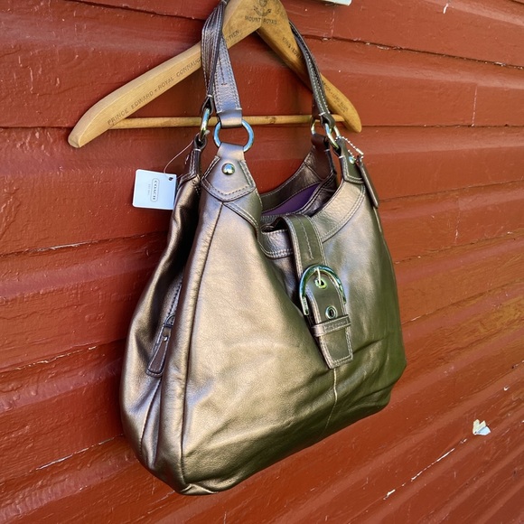 NWT Coach Soho Leather Large Hobo Handbag Purse in Silver/Bronze F17092 - Picture 5 of 12